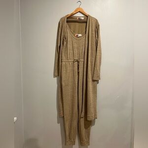 Free People Beach Set- Jumpsuit and Sweater in Size Small in Heather Brown